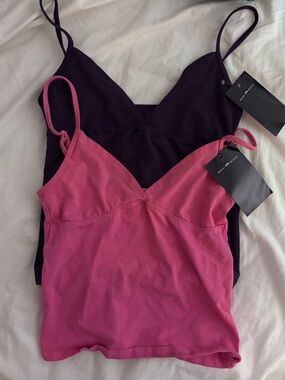 BUNDLE Brandy Melville Pink & Purple/ Plum Spaghetti Strap Camisole V Neck tank